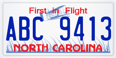 NC license plate ABC9413
