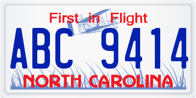 NC license plate ABC9414