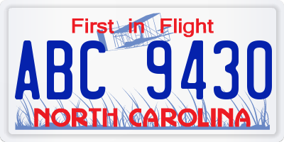 NC license plate ABC9430