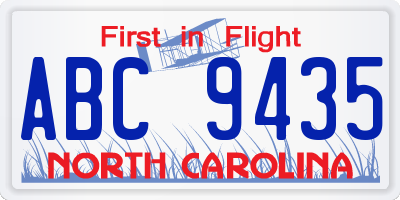 NC license plate ABC9435