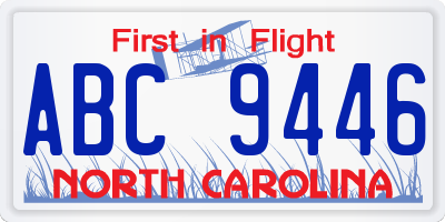 NC license plate ABC9446