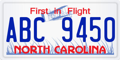 NC license plate ABC9450