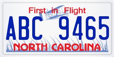 NC license plate ABC9465
