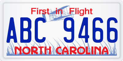 NC license plate ABC9466