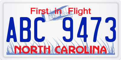 NC license plate ABC9473