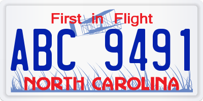 NC license plate ABC9491