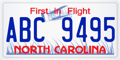 NC license plate ABC9495