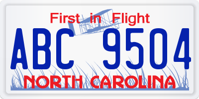 NC license plate ABC9504