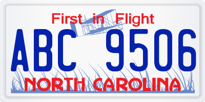 NC license plate ABC9506
