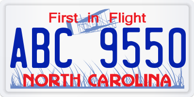 NC license plate ABC9550
