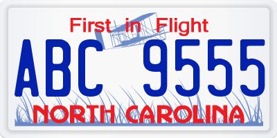 NC license plate ABC9555