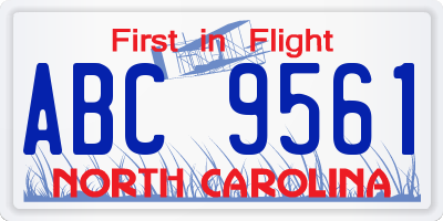 NC license plate ABC9561
