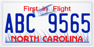 NC license plate ABC9565