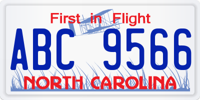 NC license plate ABC9566