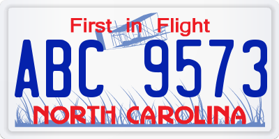 NC license plate ABC9573