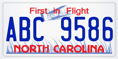 NC license plate ABC9586