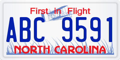 NC license plate ABC9591