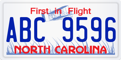NC license plate ABC9596