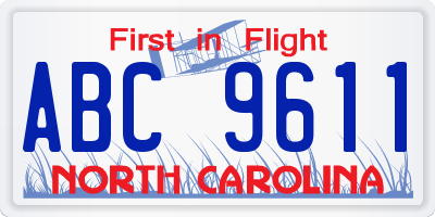 NC license plate ABC9611