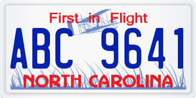 NC license plate ABC9641