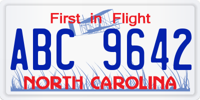 NC license plate ABC9642
