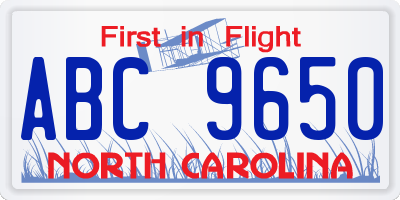 NC license plate ABC9650