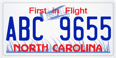 NC license plate ABC9655