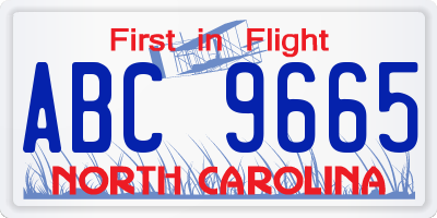 NC license plate ABC9665