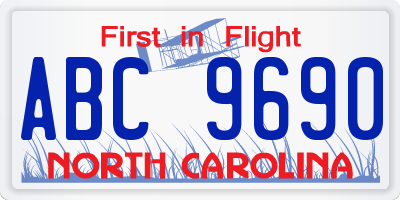 NC license plate ABC9690