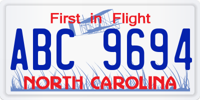 NC license plate ABC9694