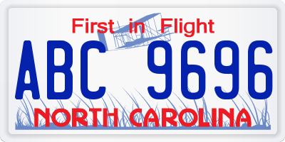 NC license plate ABC9696