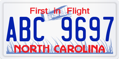 NC license plate ABC9697