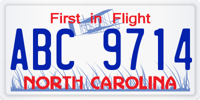 NC license plate ABC9714