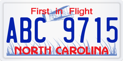 NC license plate ABC9715