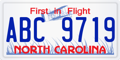 NC license plate ABC9719