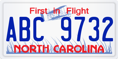 NC license plate ABC9732