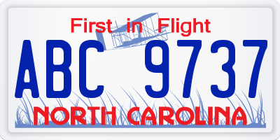 NC license plate ABC9737