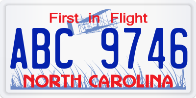 NC license plate ABC9746