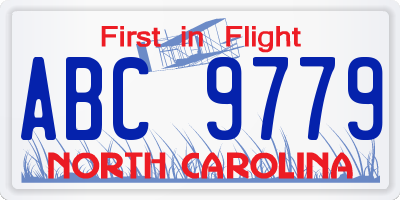 NC license plate ABC9779