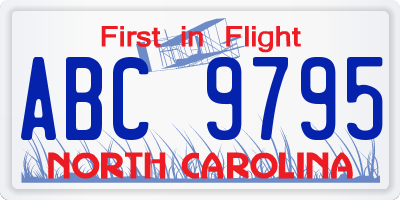NC license plate ABC9795
