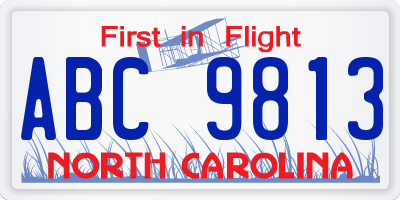 NC license plate ABC9813