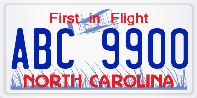 NC license plate ABC9900