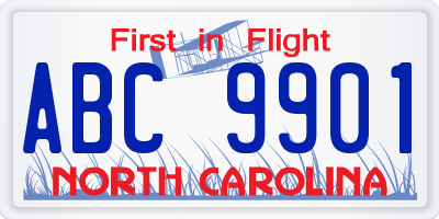 NC license plate ABC9901
