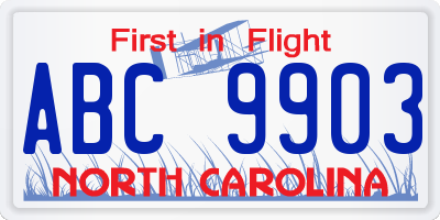 NC license plate ABC9903
