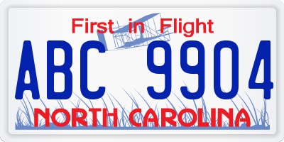 NC license plate ABC9904