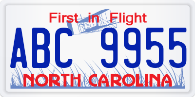 NC license plate ABC9955