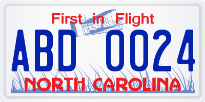 NC license plate ABD0024