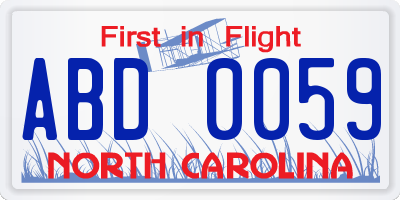 NC license plate ABD0059