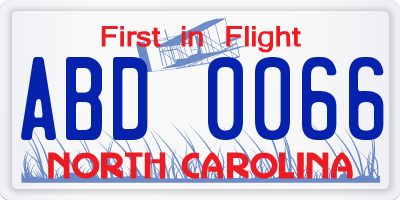 NC license plate ABD0066