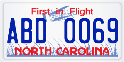 NC license plate ABD0069